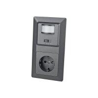 Milos Bewegungsmelder Steckdose Unterputz Innen 2-Draht 230V 160° Sensor I Anschluss ohne Nullleiter I Anthrazit