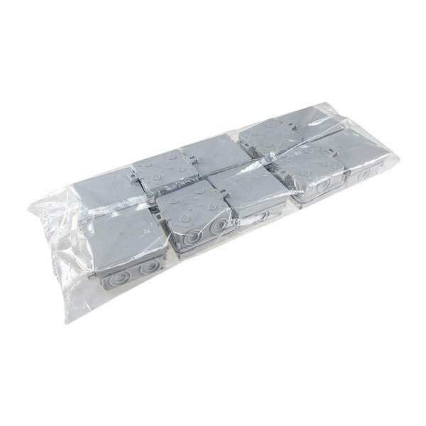 Feuchtraum-Kabelabzweigdose /-kasten, 75x75x40mm, IP54, 7-fach, grau,1 Stück