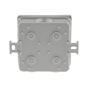 Feuchtraum-Kabelabzweigdose /-kasten, 75x75x40mm, IP54, 7-fach, grau,1 Stück