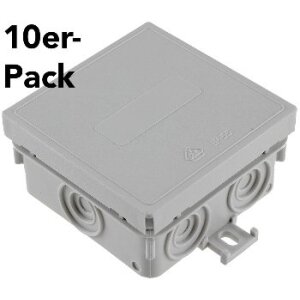 Feuchtraum-Kabelabzweigdose /-kasten, 75x75x40mm, IP54, 7-fach, grau,1 Stück