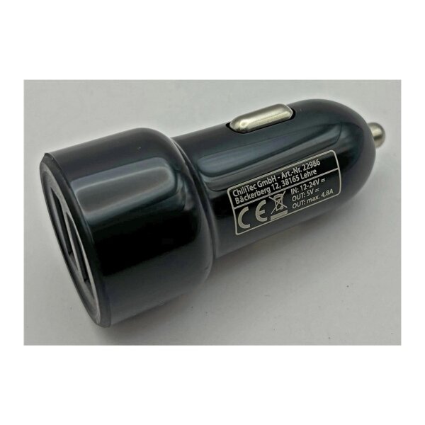 USB Kfz-Ladegerät "Duo 4,8A" 24W In 12-24V=, Out 5V= 4,8A, 2x USB
