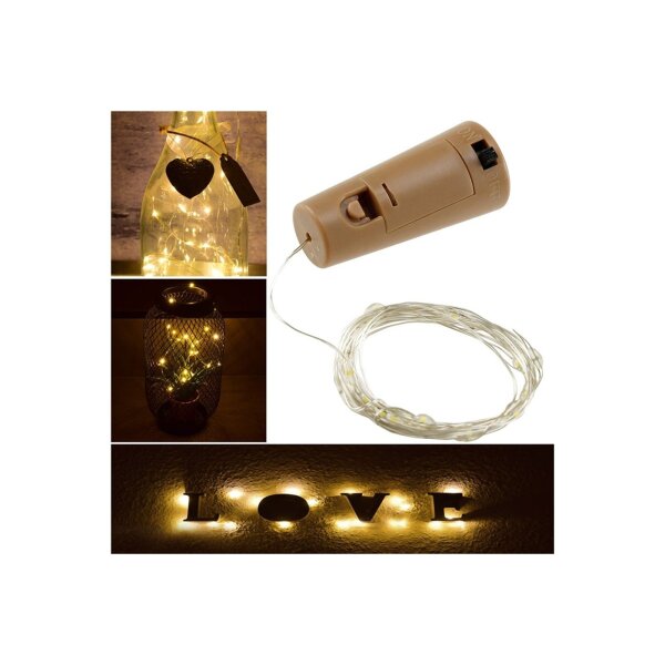 Flaschenlichterkette 10er Set – warmweiß, goldener Draht – LED Dekoration