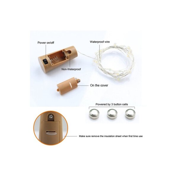 Flaschenlichterkette 10er Set – warmweiß, goldener Draht – LED Dekoration