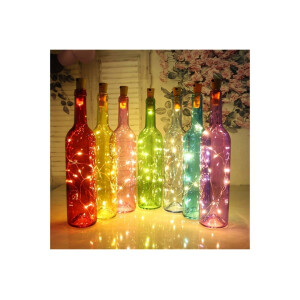Flaschenlichterkette 10er Set – warmweiß, goldener Draht – LED Dekoration