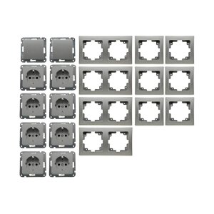 Delphi Steckdose mit Schalter Grau Silber Komplettset 20...