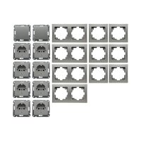 Delphi Steckdose mit Schalter Grau Silber Komplettset 20 Teile