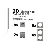 Delphi Steckdose mit Schalter Grau Silber Komplettset 20 Teile