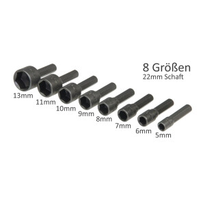 Steckschlüsselsatz Stecknuss-Adapter 8-teilig 1/4 Zoll I 5 bis 13mm Sechskant Steck Adapter