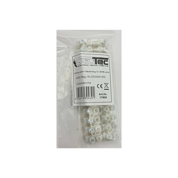 Lüsterklemmen für 2,5-4,0mm², 12 Klemmen Messingeinsatz, transparent, steckbar