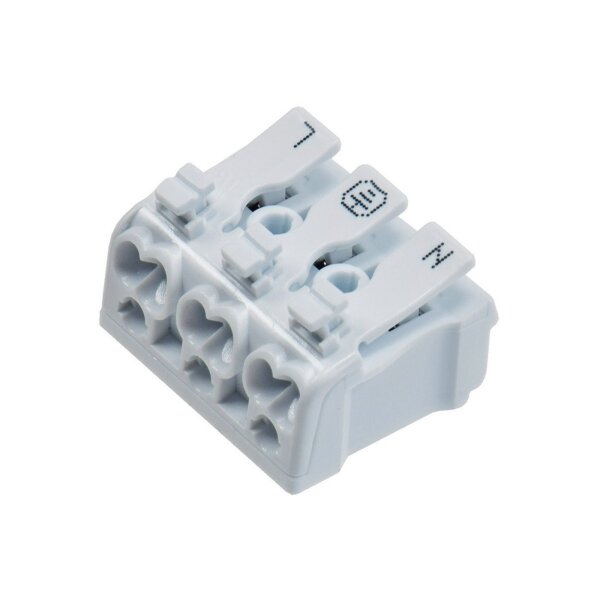 Lüsterklemme, 3-polig mit Hebel 0,75-2,5mm², max. 16A