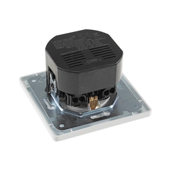 DELPHI Schutzkontakt-Steckdose, weiß 250V~/ 16A, Unterputz, USB-C / PD