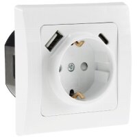 DELPHI Schutzkontakt-Steckdose, weiß 250V~/ 16A, Unterputz, USB-C / PD