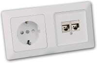 Netzwerkdose mit Steckdose UP, Cat.6 Gigabit 2-Port...