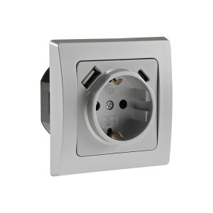 DELPHI Schutzkontakt-Steckdose, silber 250V~/ 16A,...