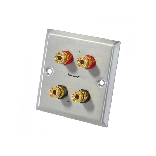 DYNAVOX LS-WAND-ANSCHLUSSBLENDE Edelstahl 2 Bananenbuchsen - 1 STÜCK