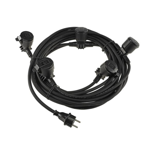 Gartensteckdose für Außen, IP44, 5-fach Einzelsteckdosen, 5+2,5+2,5+2,5+2,5m