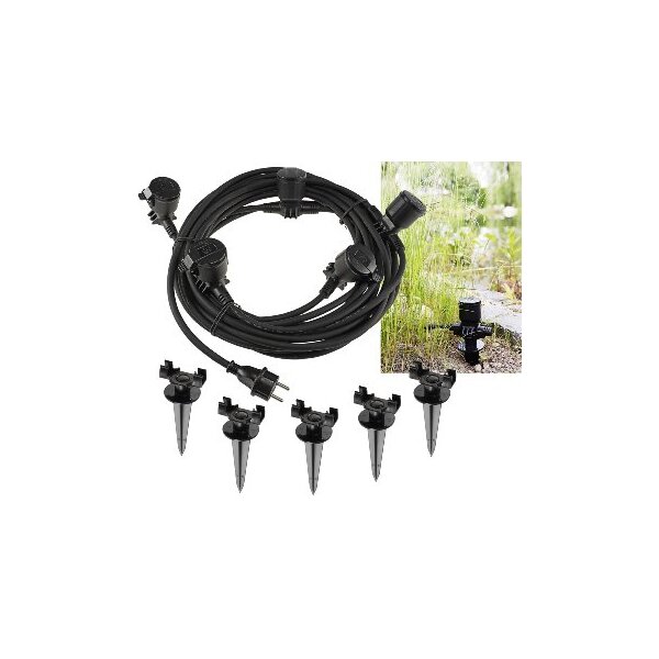 Gartensteckdose für Außen, IP44, 5-fach Einzelsteckdosen, 5+2,5+2,5+2,5+2,5m