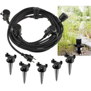 Gartensteckdose für Außen, IP44, 5-fach Einzelsteckdosen, 5+2,5+2,5+2,5+2,5m