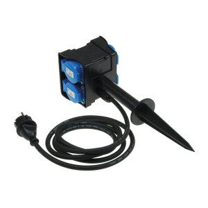 Gartensteckdose 4-fach mit Erdspieß IP44 – 2m...