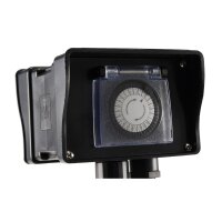 Gartensteckdose mit Erdspieß, 2-fach IP44, 10m Kabel, Zeitschaltuhr