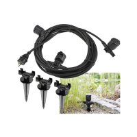 Gartensteckdose für Außen, IP44, 3-fach Einzelsteckdosen, 5+2,5+2,5m