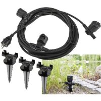 Gartensteckdose für Außen, IP44, 3-fach Einzelsteckdosen, 5+2,5+2,5m