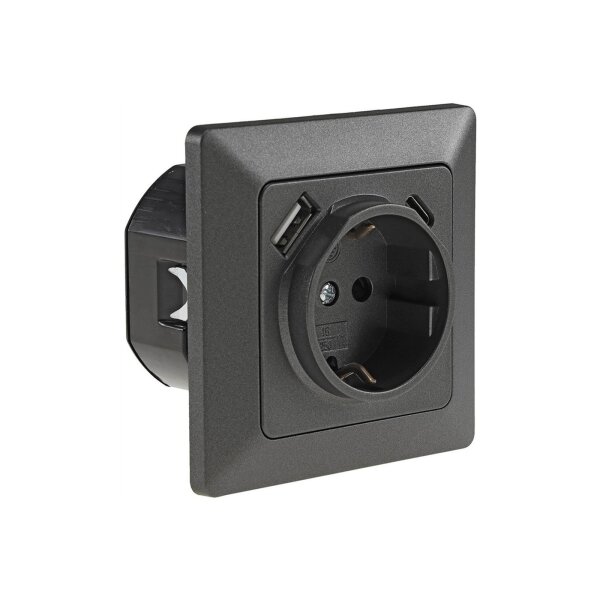 MILOS Schutzkontakt-Steckdose, anthrazit 250V~/ 16A, Unterputz, USB-C / PD