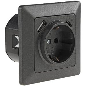 MILOS Schutzkontakt-Steckdose, anthrazit 250V~/ 16A, Unterputz, USB-C / PD