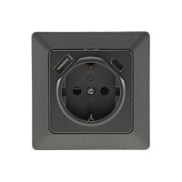 MILOS Schutzkontakt-Steckdose, anthrazit 250V~/ 16A, Unterputz, USB-C / PD
