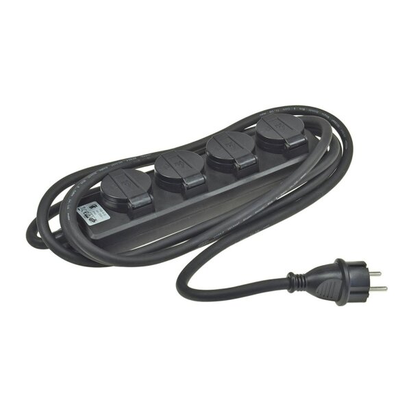 Gartensteckdosenleiste für Außen, 4-fach IP44, 3m Zuleitung