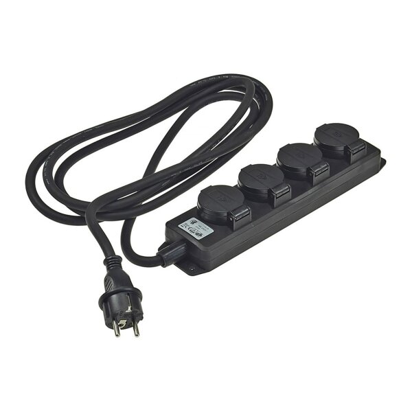 Gartensteckdosenleiste für Außen, 4-fach IP44, 3m Zuleitung