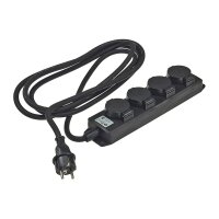 Gartensteckdosenleiste für Außen, 4-fach IP44, 3m Zuleitung