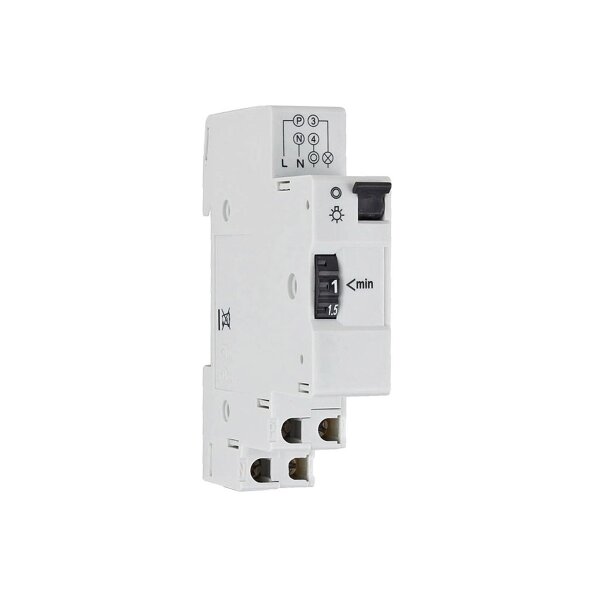 Treppenlichtzeitschalter – 230V, 1–7 Min. Zeitschaltung, IP20, bis 16A, für Taster