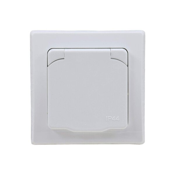 DELPHI Schutzkontakt-Steckdosen 3er-Set – mit Klappdeckel, hochglänzend, 230?V, Innenbereich