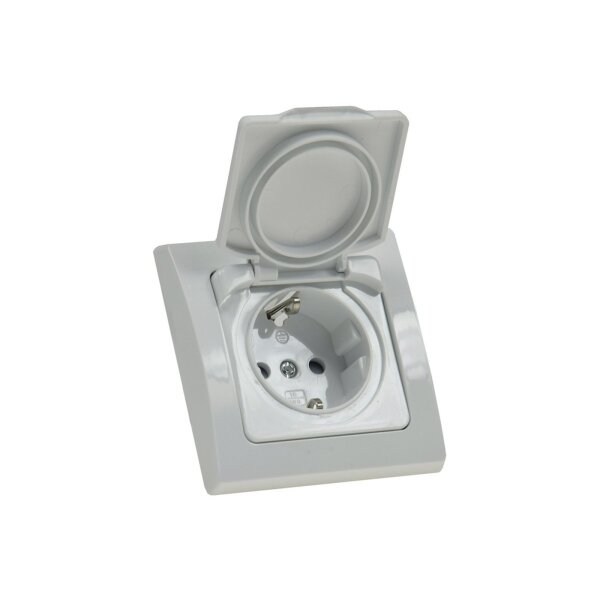 DELPHI Schutzkontakt-Steckdosen 3er-Set – mit Klappdeckel, hochglänzend, 230?V, Innenbereich