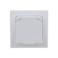 DELPHI Schutzkontakt-Steckdosen 3er-Set – mit Klappdeckel, hochglänzend, 230?V, Innenbereich