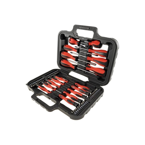 Schraubendreher Set 58 Teile Profi Schraubendrehersatz Bits Magnethalter im Koffer, Schlitz- Kreuz- Torx- Präzisionsschraubendreher
