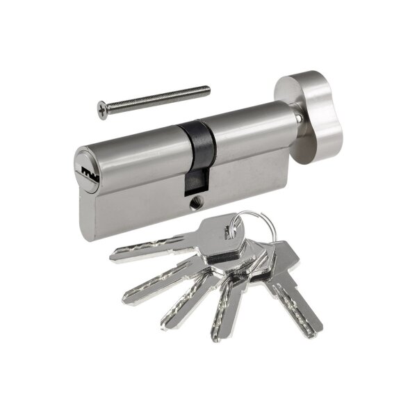 Profil-Schließzylinder 80 mm mit Drehknauf | 5 Sicherheitsschlüssel