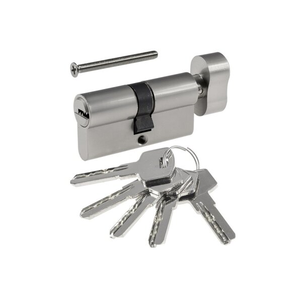 Schließzylinder mit Knauf Türschloss Zylinderschloss Profilzylinder inkl. 5 Sicherheits-Schlüsseln (1, 30+30mm I 60mm)