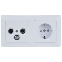 MILOS 2-fach UP-Kombination: Steckdose + SAT/TV Antennendose – Weiß Matt