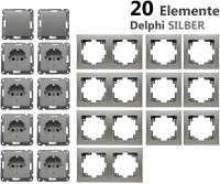 Delphi Steckdose mit Schalter Grau Silber Komplettset 20 Teile