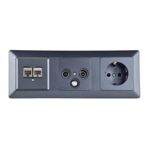 MILOS 3-fach UP-Kombination: Steckdose, SAT-TV-Dose &...