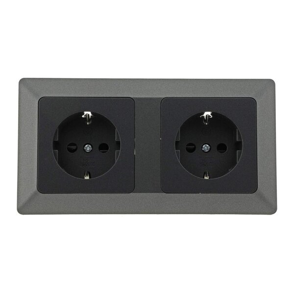 Komplett-Set Steckdosen & Schalter – 94-teilig, Anthrazit, mit Rahmen & Anschlussdosen