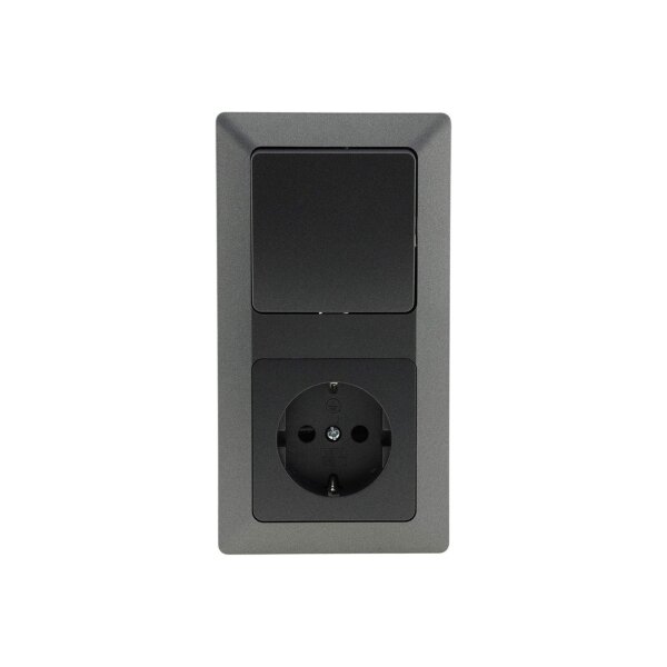 Komplett-Set Steckdosen & Schalter – 94-teilig, Anthrazit, mit Rahmen & Anschlussdosen