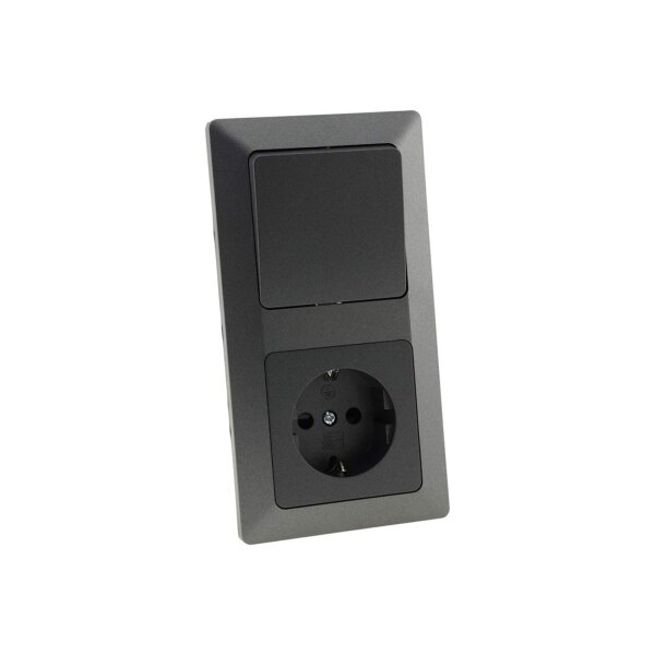 MILOS Steckdosen Schalter Komplettset 20 Teile I 230V Steckdose Schalter Wand Abdeckung I Unterputz Einbau I Anthrazit