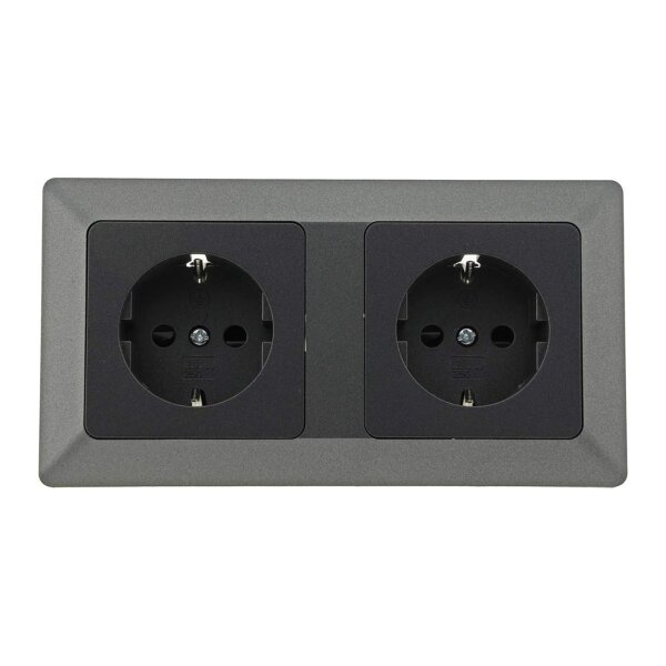 MILOS Steckdosen Schalter Komplettset 20 Teile I 230V Steckdose Schalter Wand Abdeckung I Unterputz Einbau I Anthrazit