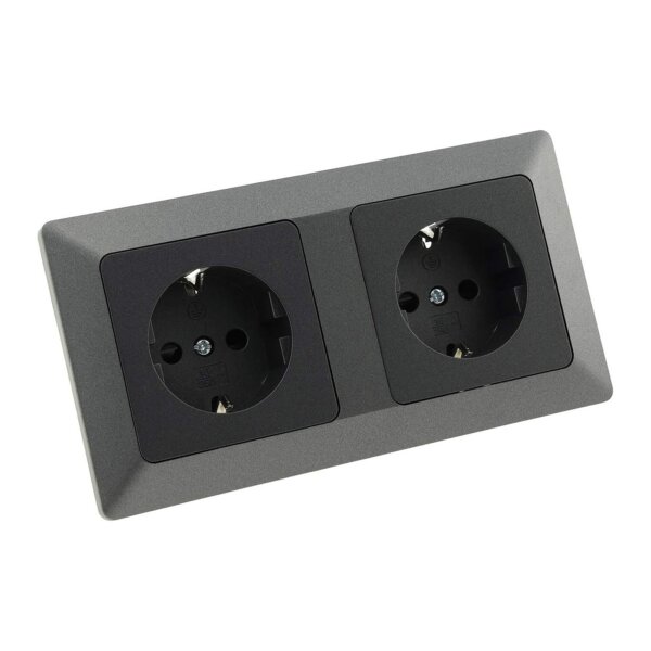 MILOS Steckdosen Schalter Komplettset 20 Teile I 230V Steckdose Schalter Wand Abdeckung I Unterputz Einbau I Anthrazit