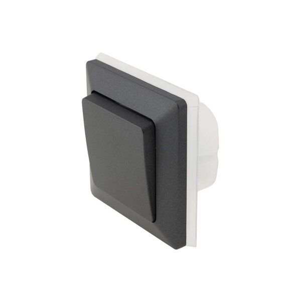 MILOS Steckdose Schalter Unterputz IP44 Aussen Innen Schutzkontakt-Steckdose mit Schutzdeckel Wechselschalter für Feuchtraum 2x 1-fach Rahmen Anthrazit