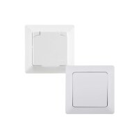 MILOS Steckdose Schalter für Aussen IP44 inkl. Rahmen 230V I Unterputz Wechselschalter Schutzkontakt-Steckdose mit Klappdeckel für Feuchträume Aussenbereich Matt Weiß