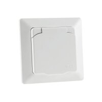 MILOS Steckdose Schalter für Aussen IP44 inkl. Rahmen 230V I Unterputz Wechselschalter Schutzkontakt-Steckdose mit Klappdeckel für Feuchträume Aussenbereich Matt Weiß